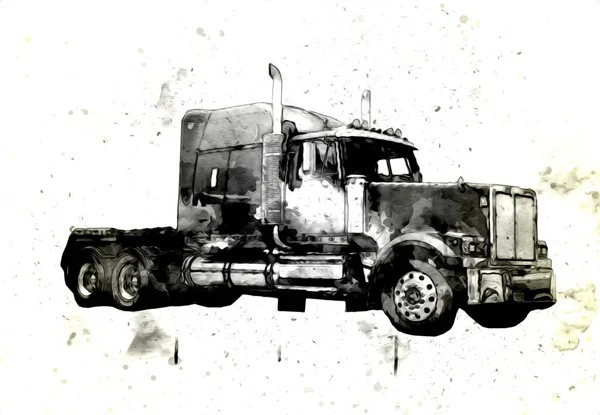 American Truck Illustration Color Isolated Art Vintage Retro — Stock Photo, Image