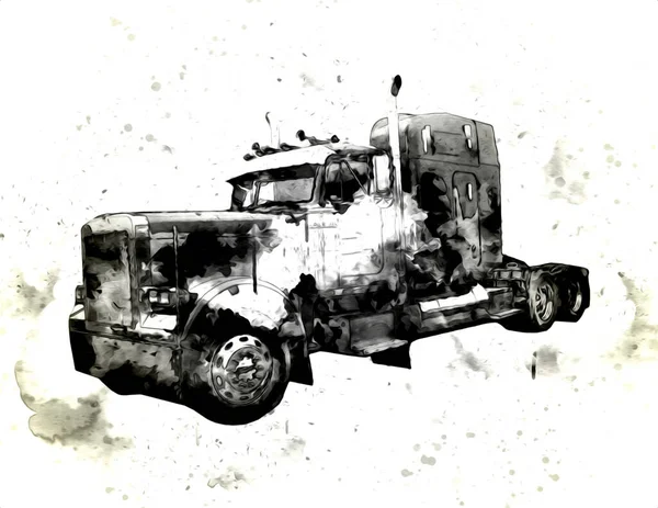 Американский Грузовик Иллюстрации Цвета Изолированные Искусства Винтажного Ретро — стоковое фото