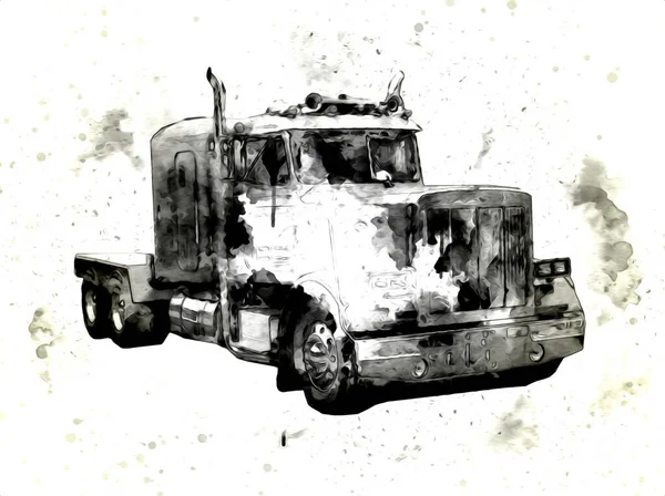 Camion Américain Illustration Couleur Isolé Art Vintage Rétro — Photo