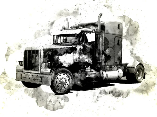 美国卡车图解色彩隔离艺术复古 — 图库照片
