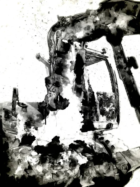 Ekskavatör illüstrasyon izole renk sanat eseri