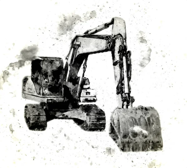 Ekskavatör illüstrasyon izole renk sanat eseri