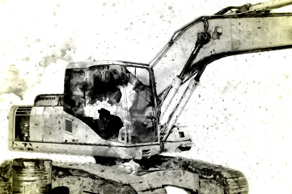 Excavator Illustration Color Isolated Art Work — Stock Photo, Image