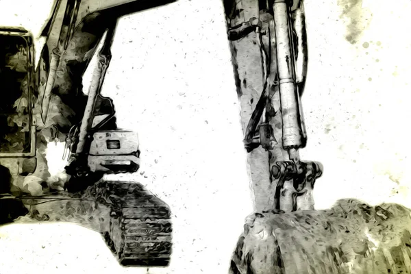 Ekskavatör illüstrasyon izole renk sanat eseri