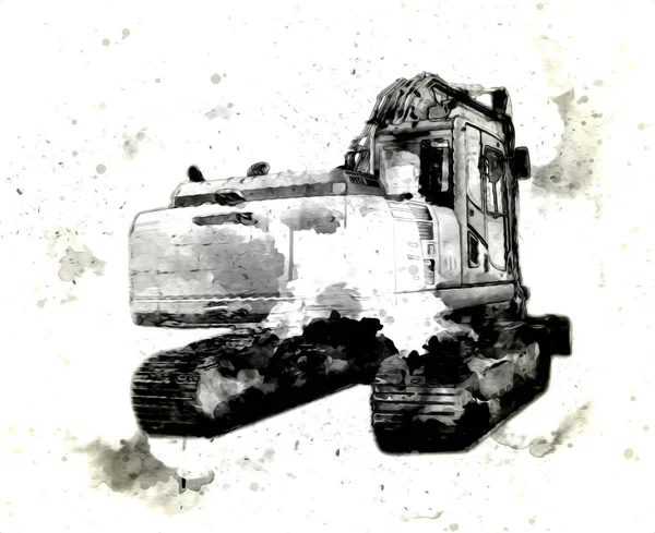 Ekskavatör illüstrasyon izole renk sanat eseri