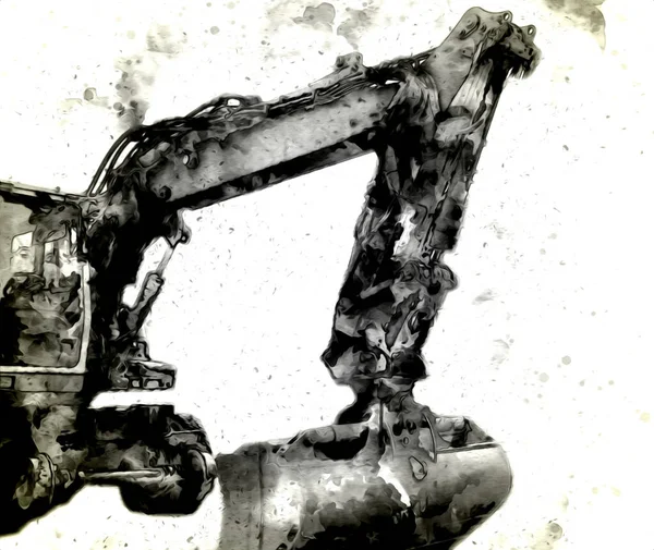 Ekskavatör illüstrasyon izole renk sanat eseri