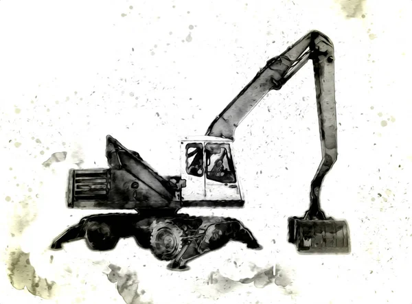 Excavator illustration color isolated art work