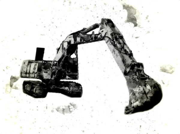 Ekskavatör illüstrasyon izole renk sanat eseri
