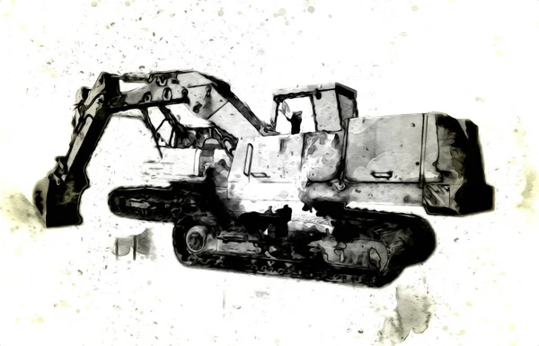 Ekskavatör illüstrasyon izole renk sanat eseri