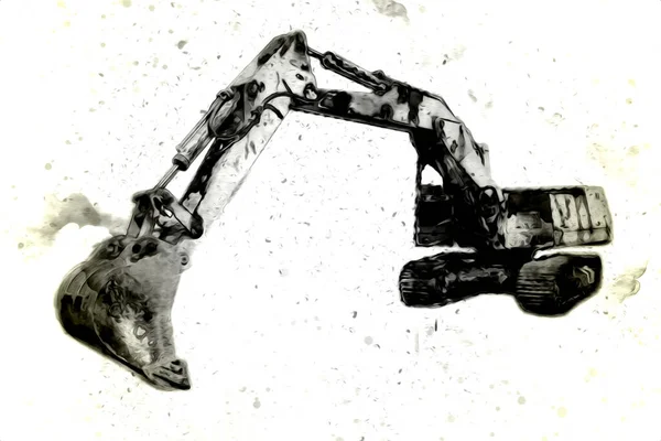 Ekskavatör illüstrasyon izole renk sanat eseri