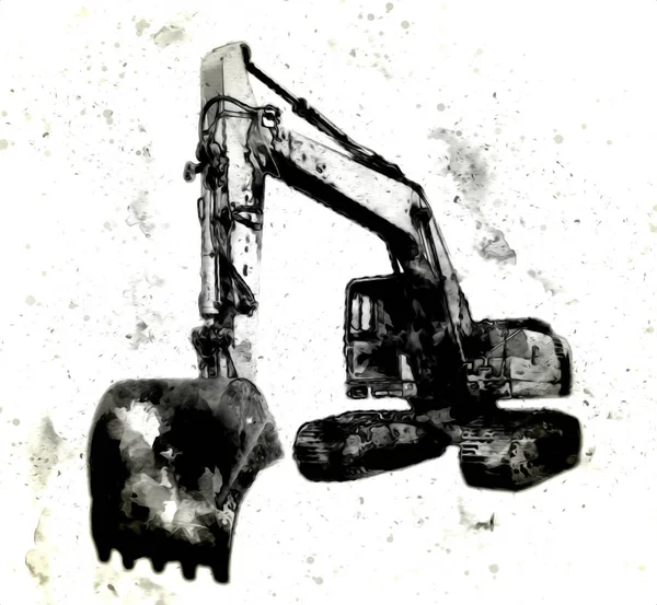 Excavator illustration color isolated art work