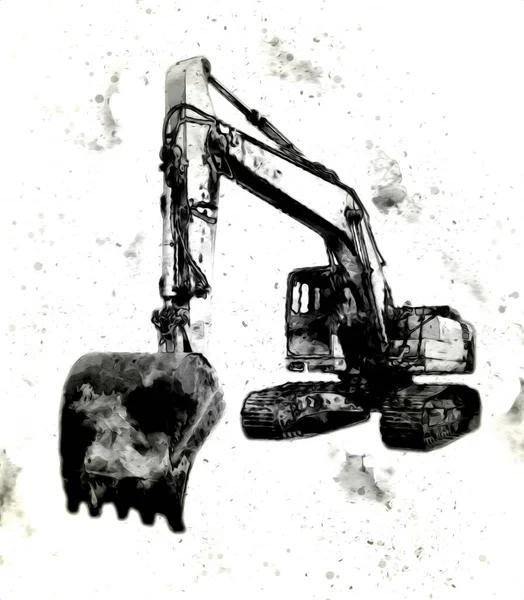Ekskavatör illüstrasyon izole renk sanat eseri