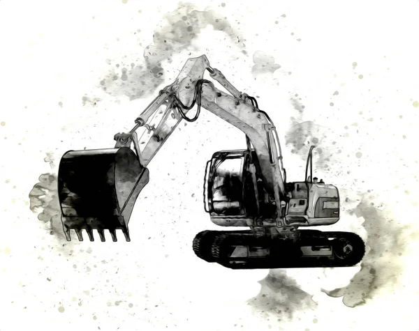 Ekskavatör illüstrasyon izole renk sanat eseri
