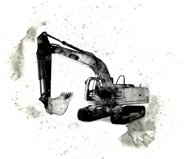 Excavator Illustration Color Isolated Art Work — Stock Photo, Image