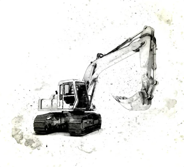 Ekskavatör illüstrasyon izole renk sanat eseri