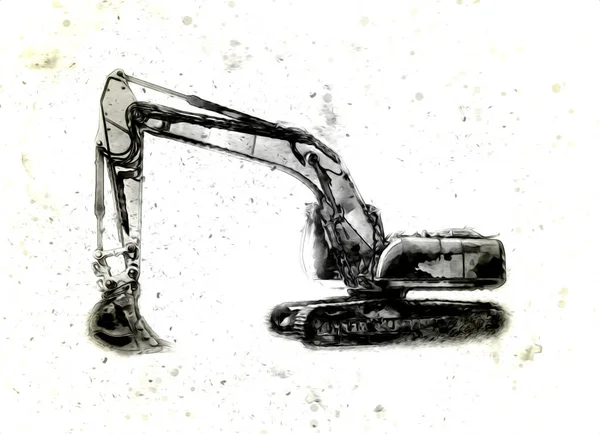Ekskavatör illüstrasyon izole renk sanat eseri