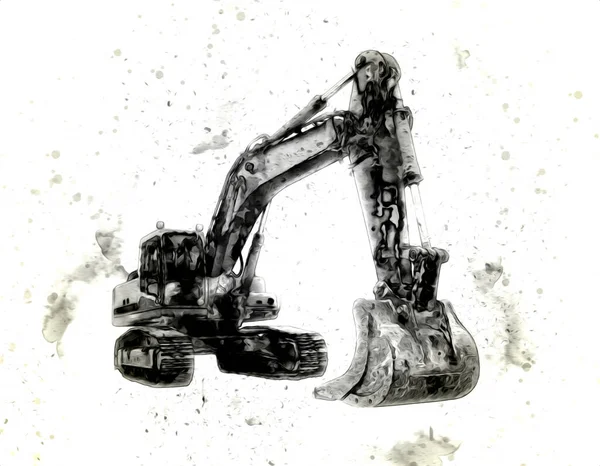 Ekskavatör illüstrasyon izole renk sanat eseri