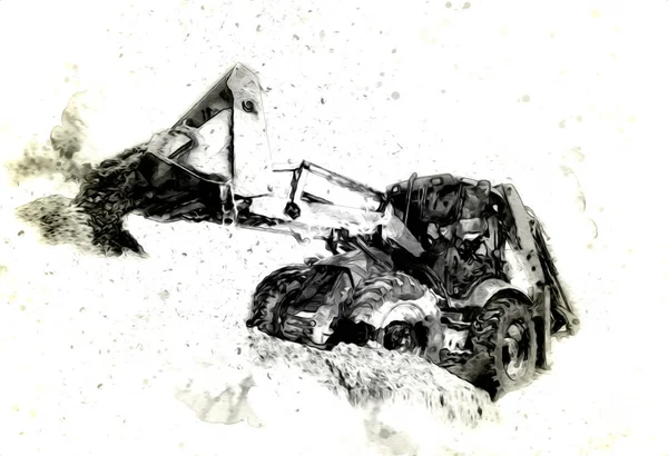 Ekskavatör illüstrasyon izole renk sanat eseri