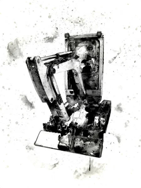 Ekskavatör illüstrasyon izole renk sanat eseri