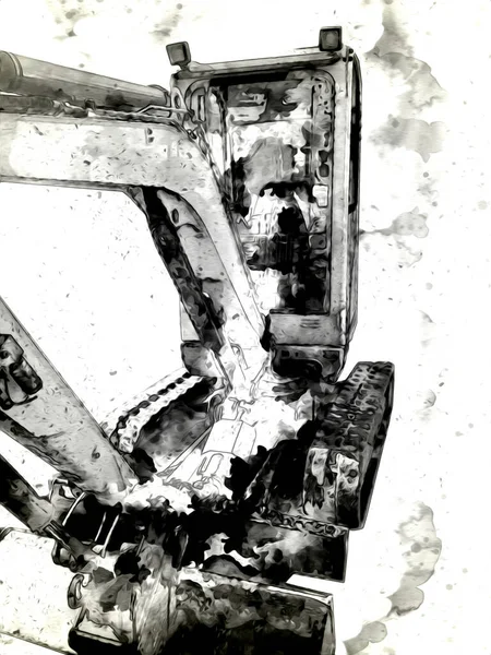 Ekskavatör illüstrasyon izole renk sanat eseri