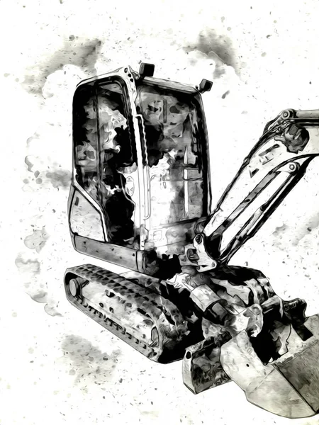 Ekskavatör illüstrasyon izole renk sanat eseri