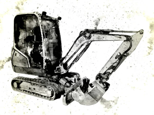 Ekskavatör illüstrasyon izole renk sanat eseri