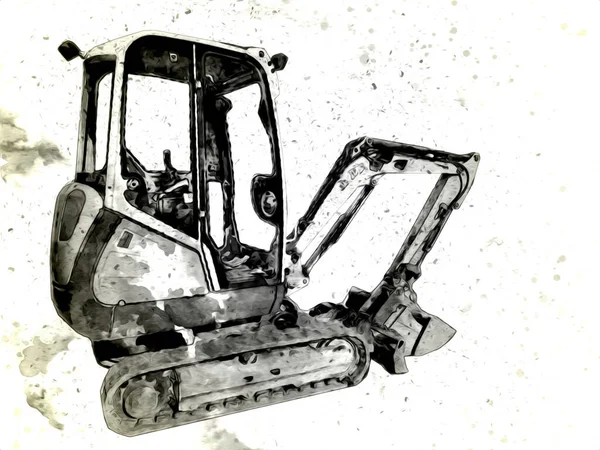 Ekskavatör illüstrasyon izole renk sanat eseri