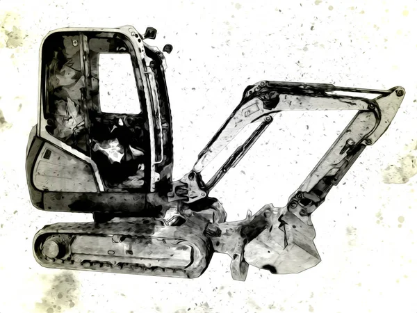 Ekskavatör illüstrasyon izole renk sanat eseri