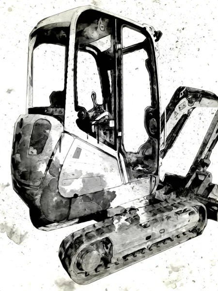 Ekskavatör illüstrasyon izole renk sanat eseri