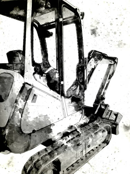 Ekskavatör illüstrasyon izole renk sanat eseri