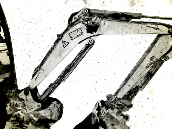 Ekskavatör illüstrasyon izole renk sanat eseri