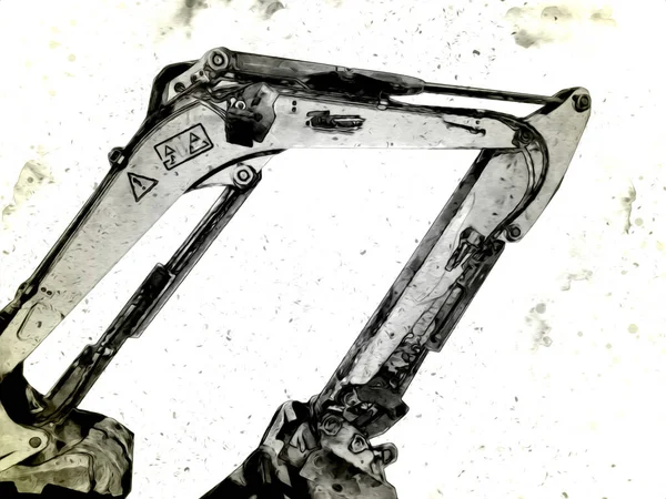 Ekskavatör illüstrasyon izole renk sanat eseri