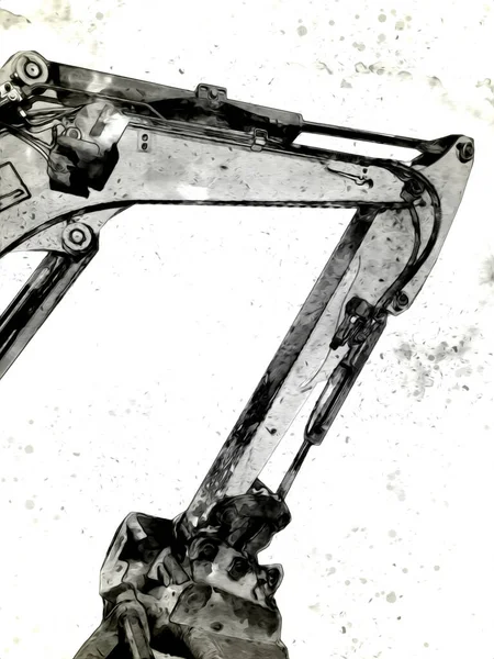 Ekskavatör illüstrasyon izole renk sanat eseri