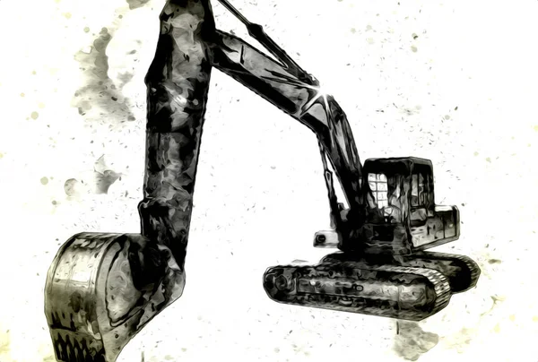 Ekskavatör illüstrasyon izole renk sanat eseri