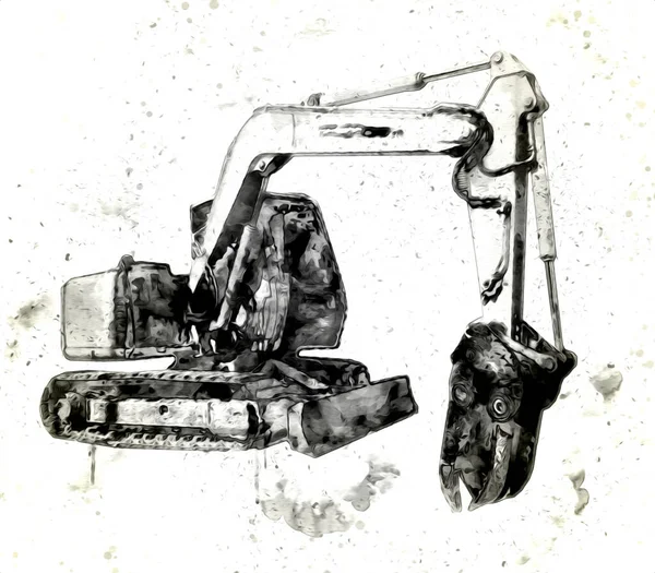 Ekskavatör illüstrasyon izole renk sanat eseri