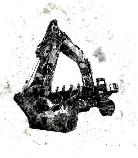 Ekskavatör illüstrasyon izole renk sanat eseri