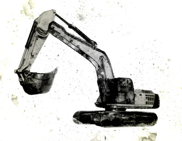 Ekskavatör illüstrasyon izole renk sanat eseri