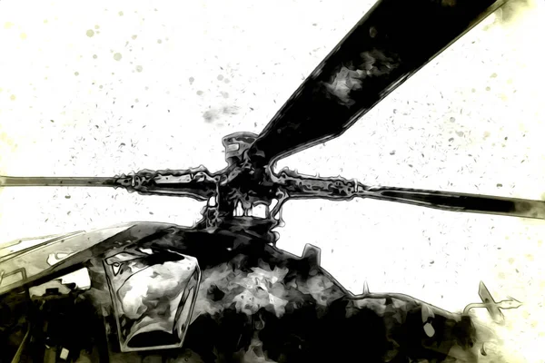 Katonai Helikopter Rajz Illusztráció Művészet Évjárat — Stock Fotó
