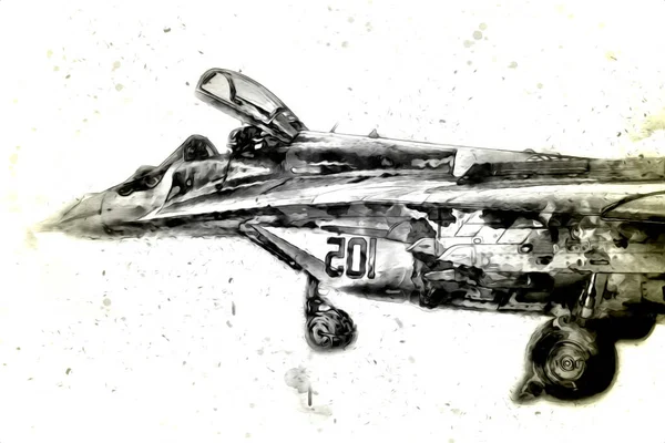 Αμερικάνικο Μαχητικό Αεροσκάφος Σχέδιο Εικονογράφηση Τέχνη Vintage — Φωτογραφία Αρχείου