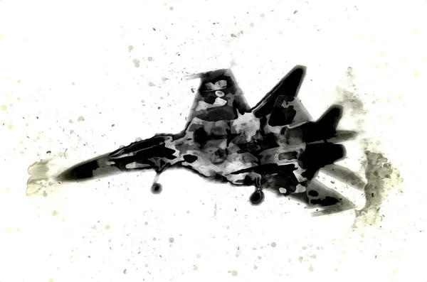 Americano Jet Fighter Aereo Disegno Illustrazione Arte Vintage — Foto Stock