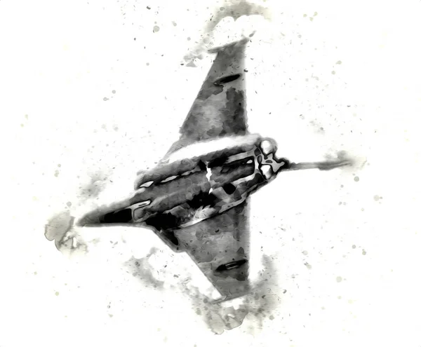 Avion Chasseur Réaction Américain Dessin Illustration Art Vintage — Photo