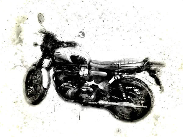 Ilustración Motocicleta Color Arte Aislado Vintage Retro —  Fotos de Stock