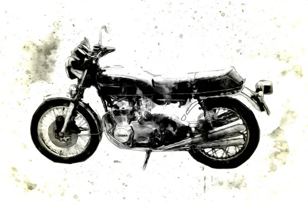 Motorrad Llustration Farbe Isoliert Kunst Vintage Retro — Stockfoto