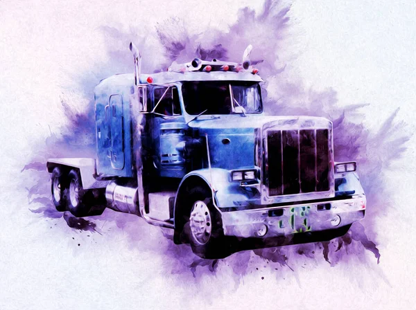 Amerikanische Lkw Illustration Farbe Isoliert Kunst Vintage Retro — Stockfoto