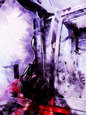 Ekskavatör illüstrasyon izole renk sanat eseri