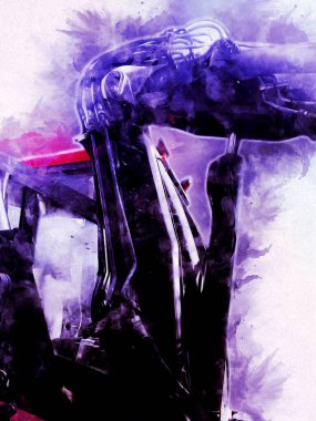 Ekskavatör illüstrasyon izole renk sanat eseri