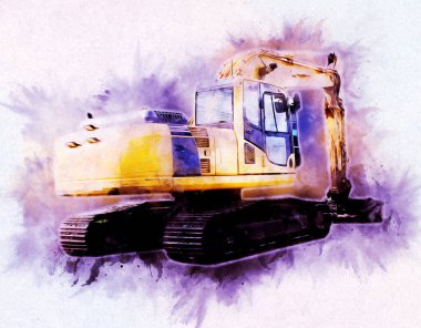 Ekskavatör illüstrasyon izole renk sanat eseri