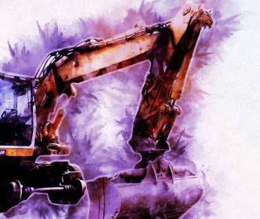 Ekskavatör illüstrasyon izole renk sanat eseri