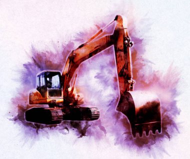 Ekskavatör illüstrasyon izole renk sanat eseri