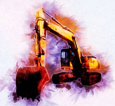 Ekskavatör illüstrasyon izole renk sanat eseri